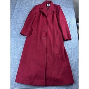 Kristen Blake Classics Women's 10 Lambs Wool Blend Trench Coat Red NY 90s VTG